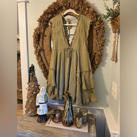 Gorgeous Gauze Moss Free People Antoinette Mini Dress -M - Picture 4 of 9